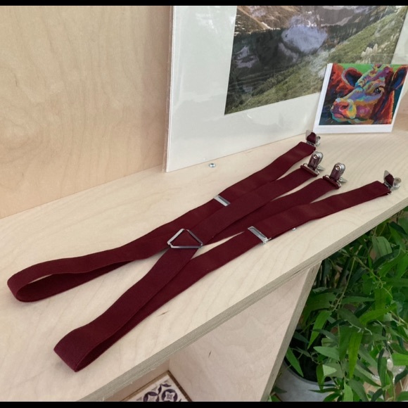 ASOS Burgundy Suspenders - Picture 2 of 9